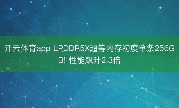 开云体育app LPDDR5X超等内存初度单条256GB! 性能飙升2.3倍
