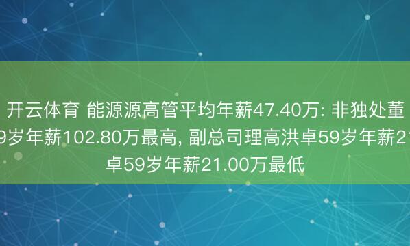 开云体育 能源源高管平均年薪47.40万: 非独处董事何小勇49岁年薪102.80万最高， 副总司理高洪卓59岁年薪21.00万最低